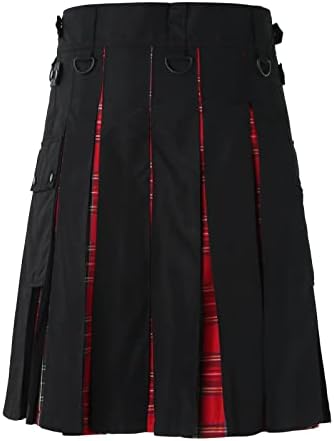 Менс моден обичен шкотски стил кариран џеб за контраст, плетен здолниште, дете од пена