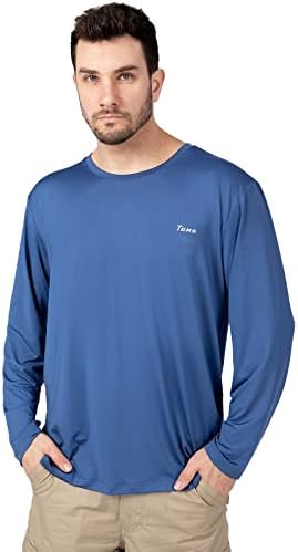 Туна риболов кошули за мажи со долг ракав upf 50+ UV Сонце заштита од осип, лесен сув за пешачење за пешачење трчање пливање