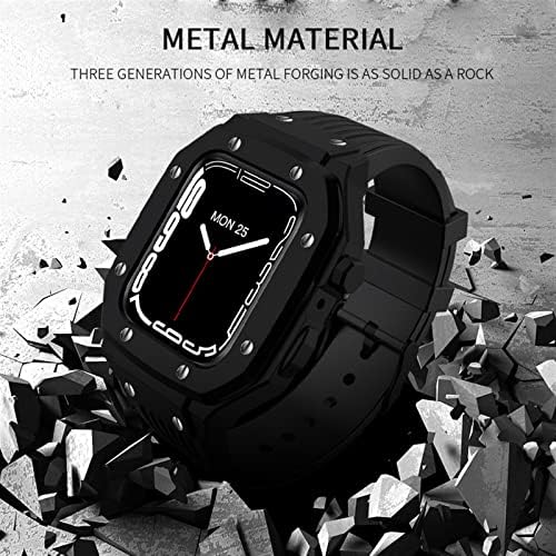 Kgdhb легура за часовници за часовници за серија на Apple Watch 8 7 6 5 4 SE 45mm 44mm 42mm Луксузен метал гума од не'рѓосувачки челик модификација на модинг комплет за часовници за ча
