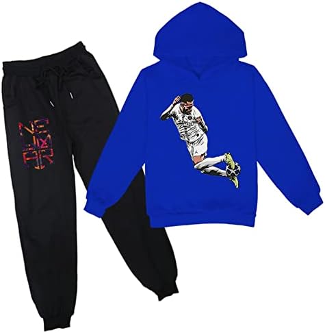 Benlp Wokenday Две парчиња џемпер сет-NoNymar JR графичка лабава маичка и долги панталони за деца