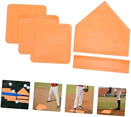 INOOMP 1 Сет Бејзбол Софтбол Мат Не Бејзбол База Бејзбол Плоча За Училиште Гумена Плоча Бејзбол База За Училиште Фрлена Гумена Плоча Двор Бази За Играње Прототип Не-